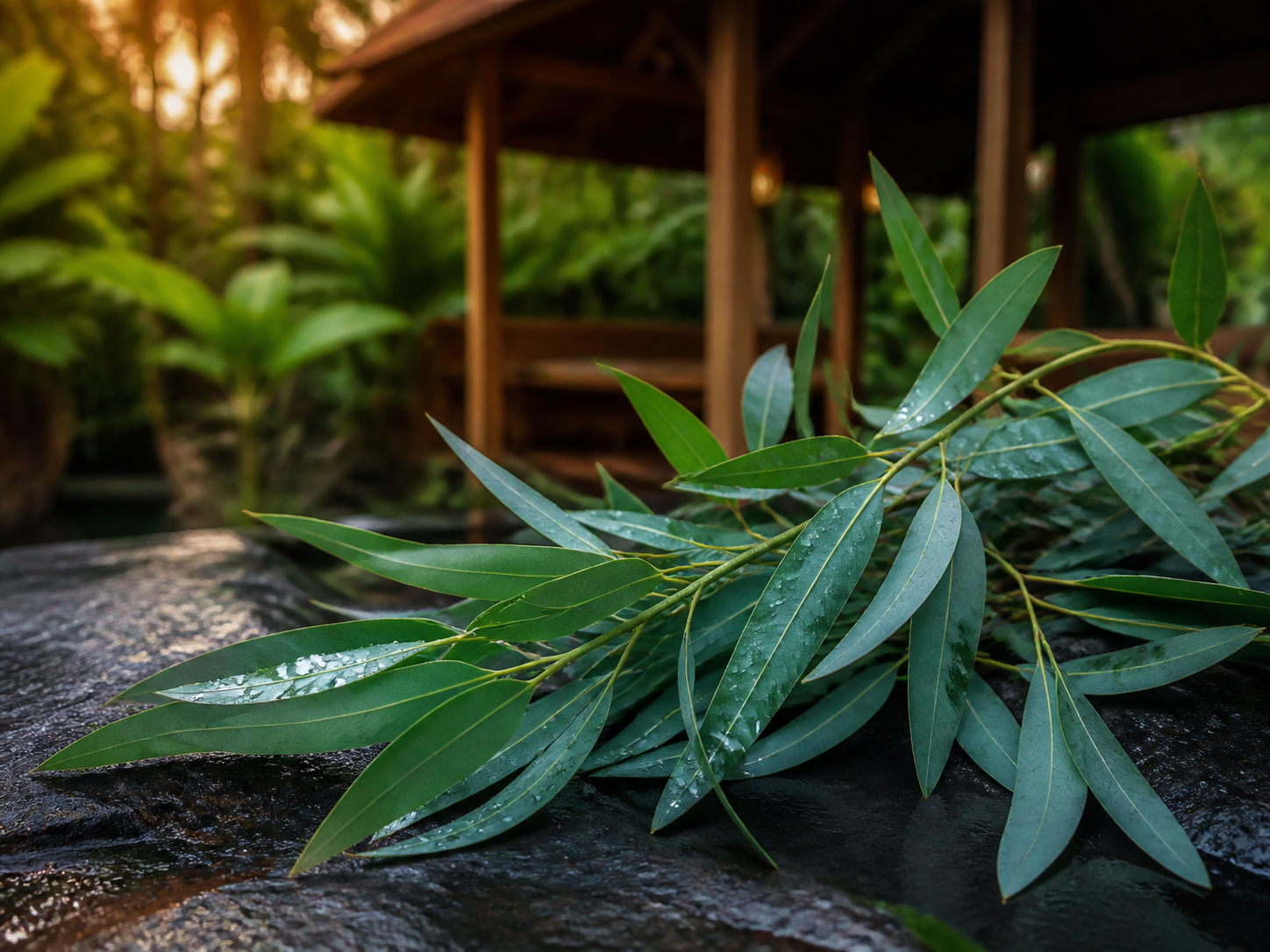 Eucalyptus botanical ingredient in a warm Southern Thai setting